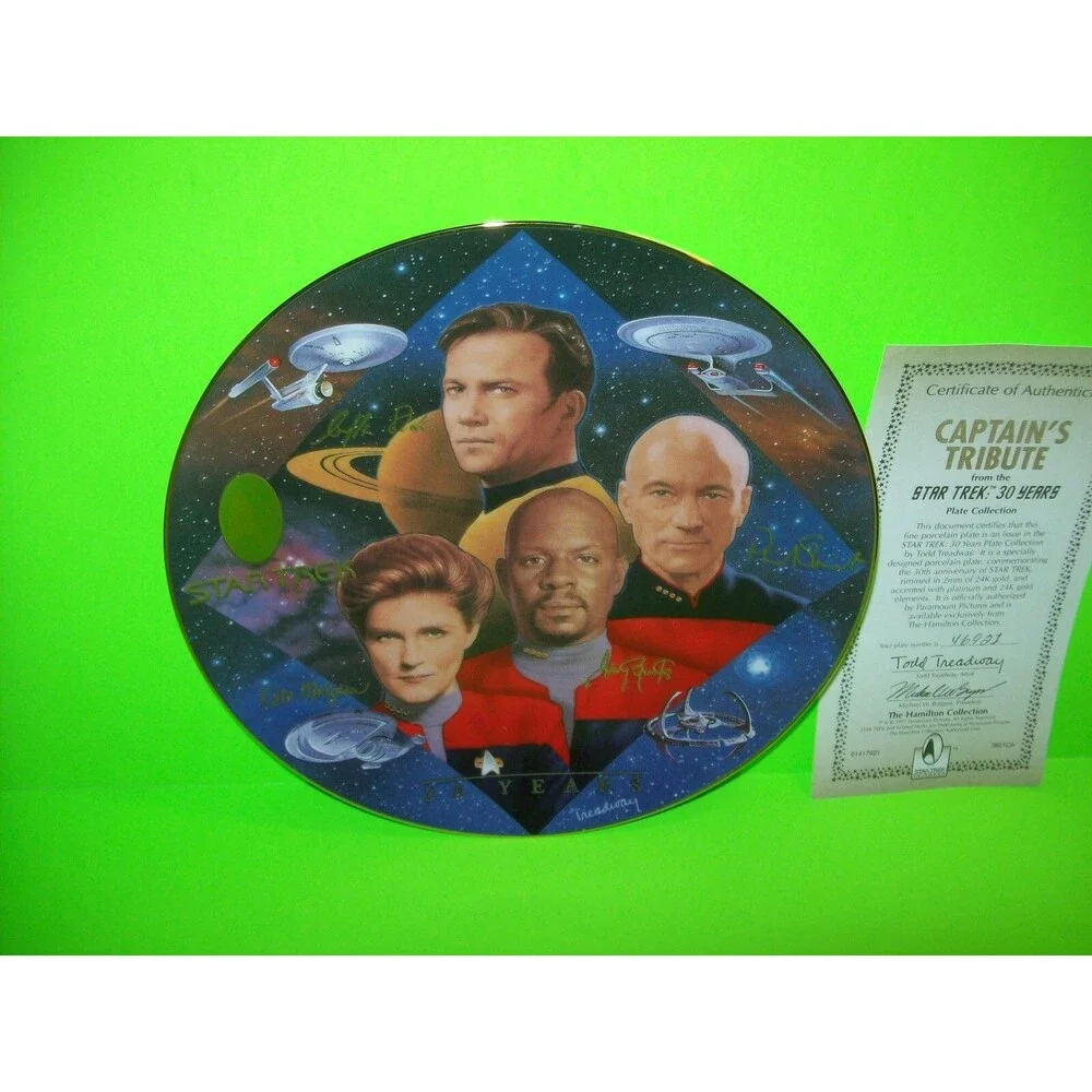 Star Trek Collector Plate Hamilton Numbered Captains Tribute COA Kirk Enterprise